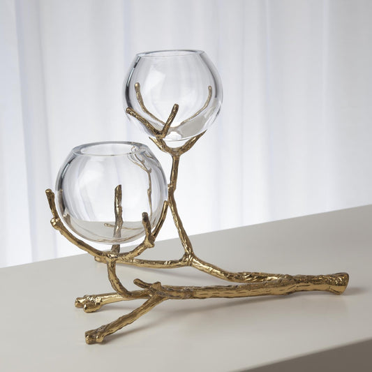 Twig 2 Vase Holder-Brass