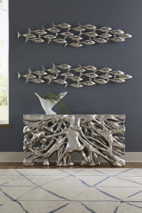 School of Fish Wall Art, Silver Leaf