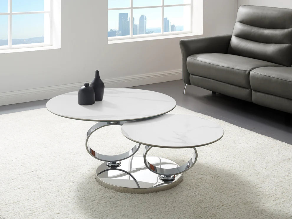 Satellite Coffee Table White  Marbled