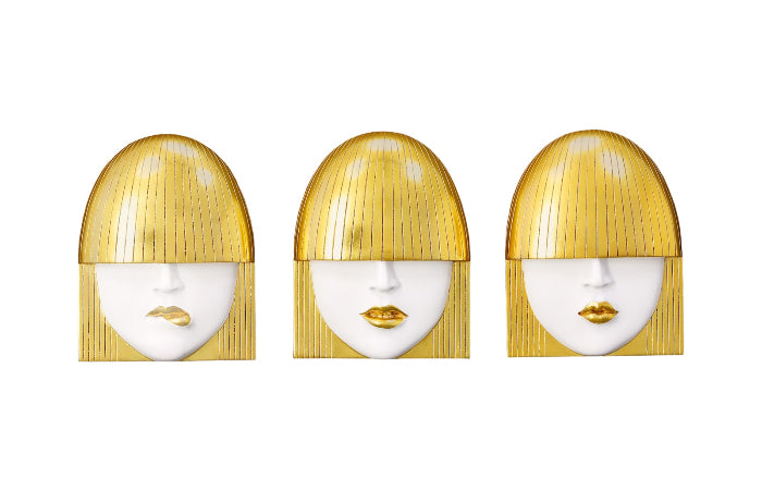 Fashion Faces Wall Art Small, White and Gold Leaf