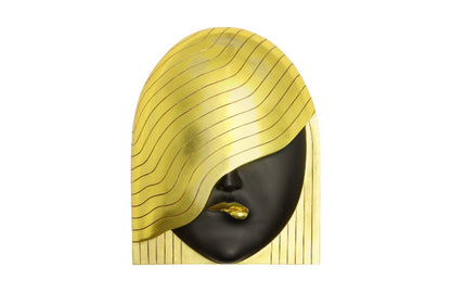 Fashion Faces Wall Art, Large Her Right Wave, Black and Gold